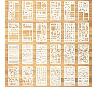 ASTER Lot de 24 pochoirs de journal, 10 x 17 cm, pochoirs pour planificateur, dessin à faire soi-même, pour carnet, scrapbooking, calendriers, emploi du temps