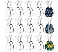 ASTER Lot de 30 boucles d'oreilles vierges par sublimation - En forme de goutte d'eau - Transfert thermique - Avec crochets de boucles d'oreilles et anneaux ouverts pour la fabrication de bijoux