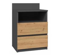 ASTER T1 - Table de chevet avec 2 tiroirs - 59x40x32 cm - Table de nuit - Style scandinave