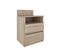 ASTER T1 - Table de chevet contemporaine 59x40x32 - Table de nuit/d'appoint 2 tiroirs style scandinave - Meuble de rangement