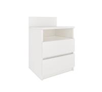 ASTER T1 - Table de chevet contemporaine 59x40x32 - Table de nuit/d'appoint 2 tiroirs style scandinave - Meuble de rangement