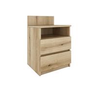 ASTER T1 - Table de chevet/de nuit chambre - Dimensions 59x40x32 cm -Table d'appoint 2 tiroirs + étagère - Style scandinave