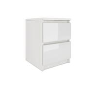 ASTER T2 - Table de chevet contemporaine 40x30x30 - Table de nuit/d'appoint 2 tiroirs style scandinave - Meuble de rangement