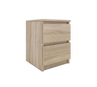 ASTER T2 - Table de chevet contemporaine 40x30x30 - Table de nuit/d'appoint 2 tiroirs style scandinave - Meuble de rangement