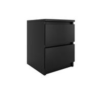 ASTER T2 - Table de chevet moderne chambre - 40x30x30 cm - Table d'appoint 2 tiroirs - Table de nuit - Noir