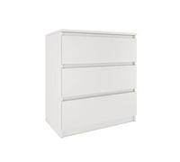ASTER T3 - Commode 3 tiroirs - Chambre bureau salon - 77x70x40 - Meuble de rangement - Style Scandinave - Blanc
