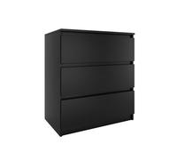 ASTER T3 - Commode 3 tiroirs - Chambre bureau salon - 77x70x40 - Meuble de rangement - Style Scandinave - Noir