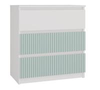 ASTER T3 - Commode chambre-bureau pour enfant - 70x40x77 - 3 tiroirs - Meuble de rangement moderne - Blanc et vert
