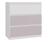 ASTER T3 - Commode chambre-bureau pour enfant - 70x40x77 - 3 tiroirs - Meuble de rangement moderne - Blanc et rose