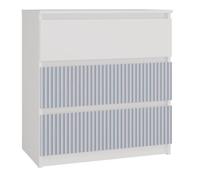 ASTER T3 - Commode chambre-bureau pour enfant - 70x40x77 - 3 tiroirs - Meuble de rangement moderne - Blanc et Bleu