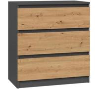 ASTER T3 - Commode de chambre 3 tiroirs - 77x70x40 - Meuble de rangement - Style Scandinave