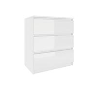 ASTER T3 - Commode de chambre style moderne - 3 tiroirs - 77x70x40 cm - Meuble de rangement - Finition laquée