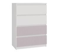 ASTER T4 - Commode moderne 4 tiroirs - 97x70x40 - Meuble de rangement enfant - Blanc et rose