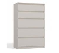 ASTER T5 - Commode contemporaine chambre-salon-bureau 40x70x109.5 beige - 5 tiroirs - Meuble de rangementent - Chiffonier