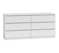 ASTER T6 - Commode chambre/bureau/salon 138x40x77 / 6 tiroirs - Meuble de rangement moderne Chiffonier Style Scandinave - Dressing