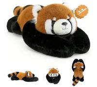 asterbud - Animal en Peluche Panda Rouge lestée 1,5 kg - Couverture en Peluche Teddy pour Enfants et Adultes, Oreiller Doux et câlin pour soulager l'anxiété et favoriser Le Sommeil (Panda 45 cm/17,7
