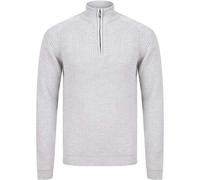 Asteroid Half Zip Funnel Neck Wool Blend Knitted Jumper in Light Sliver Marl - Dissident - XXL