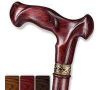 Asterom Canne de marche ergonomique faite à la main pour femmes - Canne en bois pour femmes âgées - Canne unique en bois cool (cerise, 91,4 cm)