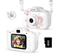 ASTGMI Appareil Photo pour Enfants, 2.0 Pouces Enfant Appareil Photo Numérique, Mini Caméra Rechargeable Caméscope Cadeau Jouet Filles Garçons de 3 à 10 Ans, vidéo HD 1080p, 32G SD Carte