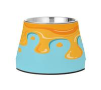 Asthetic Art Gamelle antidérapante en acier inoxydable pour animaux de compagnie Orange Bleu