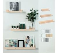 Astigarraga | Barre d'images en pin de qualité supérieure | Lot de 2 et 3 | Bois massif | Certifié PEFC | Écolabel UE | Barre photo | Étagère murale décorative | Étagère flottante (2 x 80 cm)