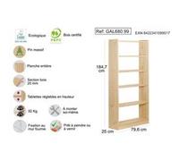 Bibliothèque - ASTIGARRAGA - Gala - 6 étagères - 79,6 cm - Pin massif
