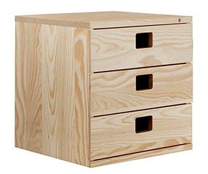 ASTIGARRAGA Bloc de Rangement 3 Tiroirs DINAMIC , Pin, Beige, 36,2 x 33 x 36,2 cm
