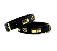 Astile Dog Gear Collier Staffordshire Bull Terrier en cuir avec nœud classique et clous en noir, marron, marron clair (55,9 cm de longueur totale, noir)
