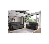 ASTIO - Canapé Relax Electrique 3 Places + Canapé 2 Places Fixe Tissu Gris Foncé -