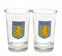 Aston Villa FC - Verres à liqueur, blason - Pack de 2 TA8753 (Taille unique) (Bleu/Jaune/Transparent)