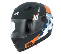 Astone Helmets - Casque intégral GT2 Army - Casque de moto idéal en milieu urbain - Casque intégral en polycarbonate - Black/orange XS