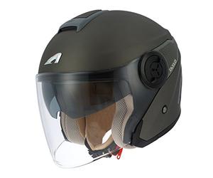 Astone Helmets - Casque jet DJ10-2 monocolor - Casque jet à écran long - Casque jet moderne en polycarbonate - matt brown/metallic grey L