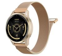 Astorgos 18mm Bracelet en Métal Compatible avec Garmin Venu 4 41mm/3S/2S; Forerunner 265S/255S; Vivoactive 4S/Vivomove 3S, Bracelet en Acier Inoxydable Maillé avec Fermoir Magnétique, Or Rosé