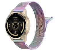 Astorgos 18mm Bracelet en Métal Compatible avec Garmin Venu 4 41mm/3S/2S; Forerunner 265S/255S; Vivoactive 4S/Vivomove 3S, Bracelet en Acier Inoxydable Maillé avec Fermoir Magnétique, Arc-en-ciel