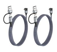 Astorgos 2 en 1 Chargeur, 3,3FT 2Pack, Câble de Charge USB A/C Compatible avec Garmin Fenix 8/7/7X/6/5;Vivoactive 6/5/4;Venu 4/3/3S;Forerunner 970/965/955/945/570/265;Instinct 3/2/1;Tactix, Gris