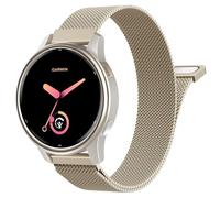 Astorgos 20mm Bracelet en Métal Compatible avec Garmin vivoactive 6/5/3, Forerunner 570 42mm/55/245/645, Garmin Venu, Bracelet en Acier Inoxydable Maillé avec Fermoir Magnétique, Champagne Or