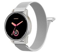 Astorgos 20mm Bracelet en Métal Compatible avec Garmin vivoactive 6/5/3, Forerunner 570 42mm/55/245/645, Garmin Venu, Bracelet en Acier Inoxydable Maillé avec Fermoir Magnétique, Argent