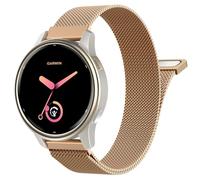 Astorgos 20mm Bracelet en Métal Compatible avec Garmin vivoactive 6/5/3, Forerunner 570 42mm/55/245/645, Garmin Venu, Bracelet en Acier Inoxydable Maillé avec Fermoir Magnétique, Or Rosé