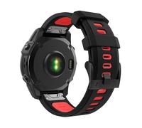 Astorgos 22mm Bracelet Compatible avec Garmin Fenix 7/7 Pro/6/6 Pro/5/5 Plus/Forerunner 965/955/945/Instinct Solar/Instinct 2, Quick Remove Bracelet de Sport Souple Etanche, Noire/Rouge