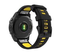 Astorgos 22mm Bracelet Compatible avec Garmin Fenix 7/7 Pro/6/6 Pro/5/5 Plus/Forerunner 965/955/945/Instinct Solar/Instinct 2, Quick Remove Bracelet de Sport Souple Etanche, Noire Jaune