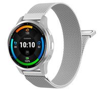 Astorgos 22mm Bracelet en Métal Compatible avec Garmin Vivoactive 4/Venu 4 45mm/3/2, Forerunner 970/255/570 47 mm, Fenix 8 47mm, Bracelet en Acier Inoxydable Maillé avec Fermoir Magnétique, Argent