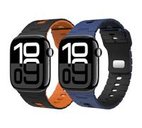 Astorgos 2Pack Bracelet Compatible avec Apple Watch Ultra 3/2/1 49mm,S11/S10 46mm,9/8/7 45mm,SE3/SE2/SE/6/5/4 44mm,3/2/1 42mm,Bracelet de Montre en Silicone Bicolore pour Homme Femme, NrOge+BluNtNr
