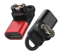 Astorgos 2Pack USB C Adaptateur de Chargeur Watch, 90° Connecteur Câble Type C pour Fenix 8 7 6 5 E, Forerunner 970 570 965 265 165 55, Instinct 3 2 1, Vivoactive 6 5, Venu 4 3 2, Noir+Rouge