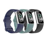 Astorgos 3 Pièces Bracelet de Montre Compatible avec Fitbit Charge 6/Fitbit Charge 5 pour Femme Homme, Bracelet de Remplacement en TPE Souple, Noir/Bleu Foncé/Vert Pin