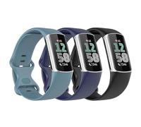 Astorgos 3 Pièces Bracelet de Montre Compatible avec Fitbit Charge 6/Fitbit Charge 5 pour Femme Homme, Bracelet de Remplacement en TPE Souple, Noir/Bleu Foncé/Bleu
