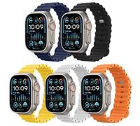 Astorgos 5Pack Bracelet de Sport Océan en Silicone Compatible avec Apple Watch Ultra 3/2/1 49mm 46mm 45mm 44mm 42mm, iWatch SE3/SE2/SE Series 11 10 9 8 7 6 5 4 3 2 1 pour Hommes Femmes, MulticoloreA