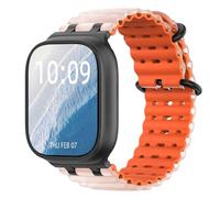 Astorgos Bicolor Ocean Bracelet Compatible avec Apple Watch Ultra 3/2/1 49mm,S11/S10 46mm,9/8/7 45mm,SE3/SE2/SE/6/5/4 44mm,3/2/1 42mm, Connecteur Métallique Bracelet Montre Sport Respirant,Nr+OrgeTd