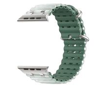 Astorgos Bicolor Ocean Bracelet Compatible avec Apple Watch Ultra 3/2/1 49mm,S11/S10 46mm,9/8/7 45mm,SE3/SE2/SE/6/5/4 44mm,3/2/1 42mm, Connecteur Métallique Bracelet Montre Sport Respirant,Agt//T&Vert