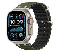Astorgos Bicolor Ocean Bracelet pour Apple Watch Ultra 3/2/1 49mm, S11/S10 46mm, 9/8/7 45mm, SE3/SE2/SE/6/5/4 44mm, 3/2/1 42mm, Connecteur Métallique Bracelet de Montre Sport Respirant,At+VertNr