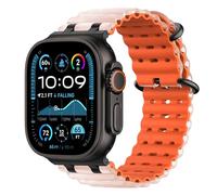 Astorgos Bicolor Ocean Bracelet pour Apple Watch Ultra 3/2/1 49mm, S11/S10 46mm, 9/8/7 45mm, SE3/SE2/SE/6/5/4 44mm, 3/2/1 42mm, Connecteur Métallique Bracelet de Montre Sport Respirant,Nr+OrgeTd